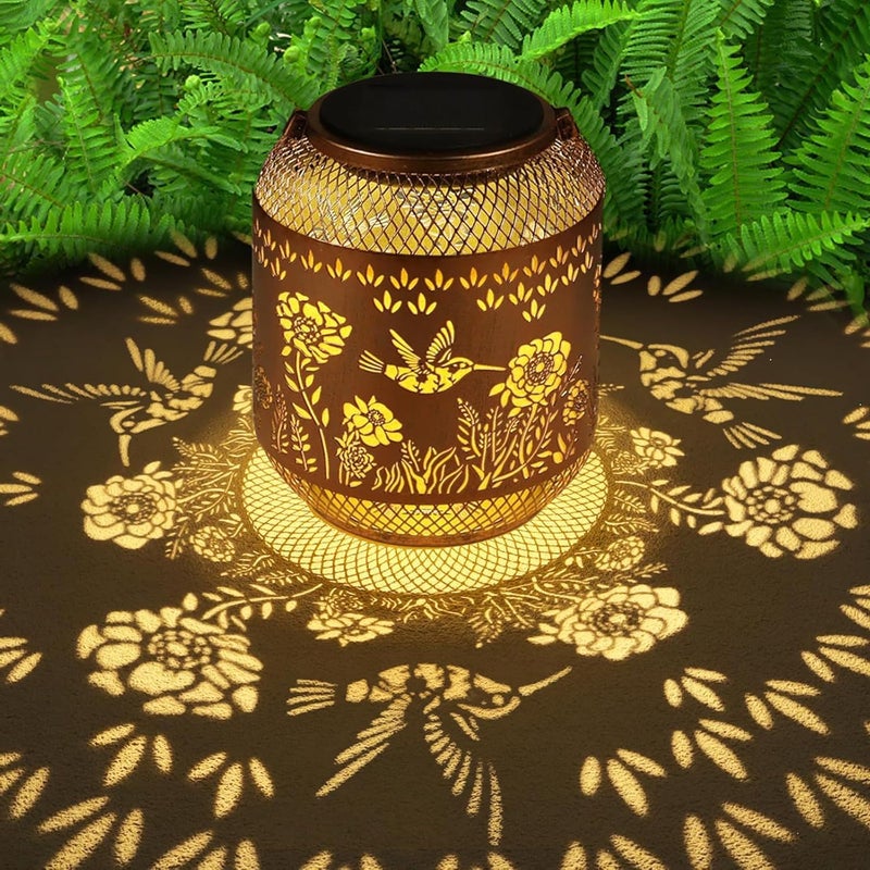 Doogarden Solar Lanterns Outdoor Waterproof Christmas Birthdays Gifts for Women Mom Grandma Butterfly Garden Decor Metal Hanging Solar LED Lights for Patio(Hummingbird) - Image 1